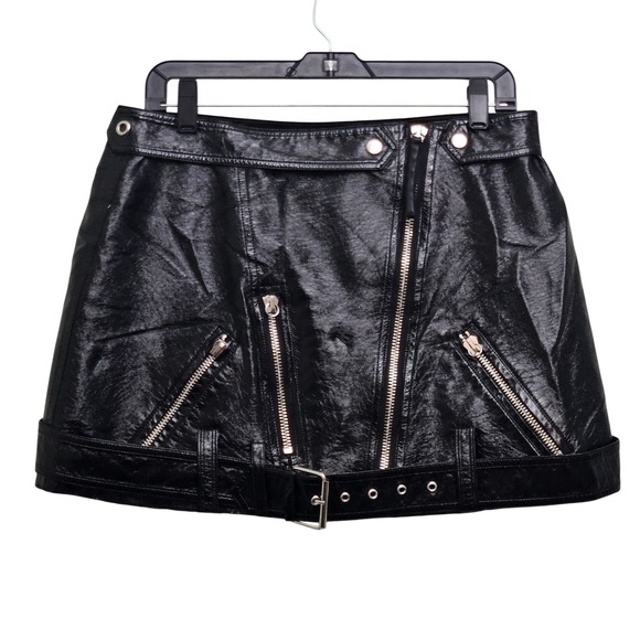 Nonchalant Label Dresses & Skirts - Nonchalant Label Campbell Mini Skirt L Black Faux Leather Glam Moto Biker Edgy